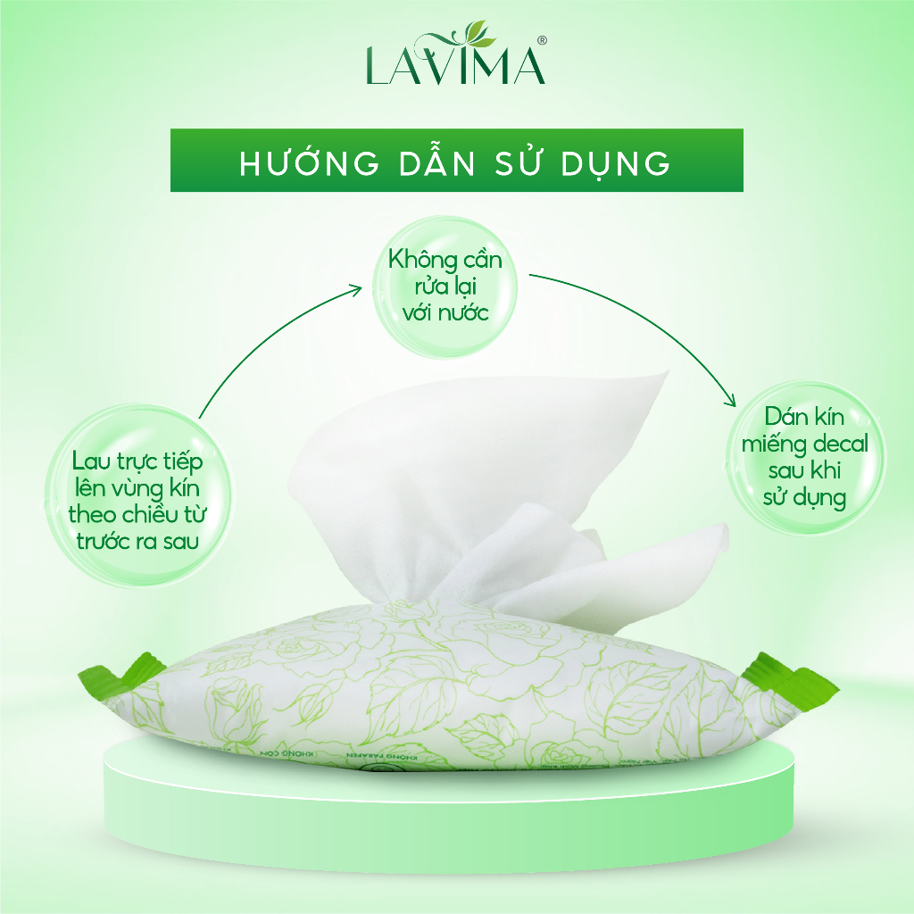 Combo 3 gói Khăn ướt vệ sinh vùng kín LAVIMA Protect 4.0 gói 10 miếng giúp vùng kín luôn sạch sẽ, khô thoáng