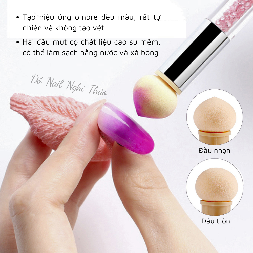Cọ dặm ombre 2 đầu cán đá NGHI THẢO