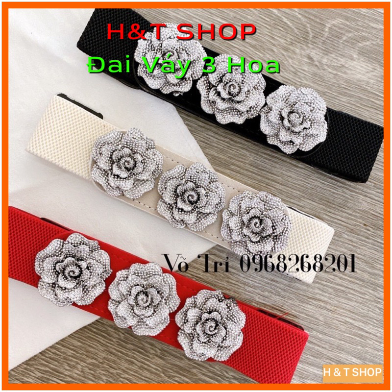 Đai nịt- thắt lưng váy hoa bạc