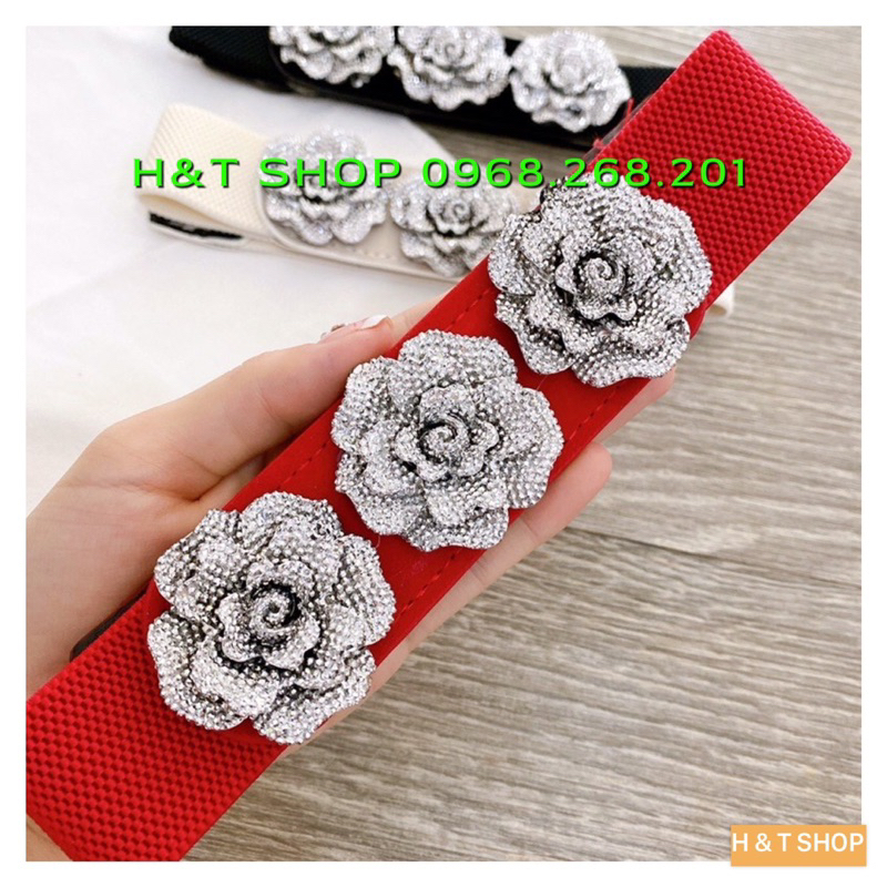 Đai nịt- thắt lưng váy hoa bạc