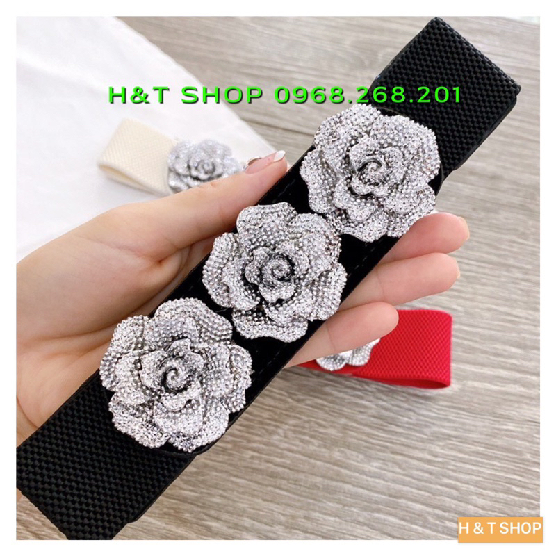 Đai nịt- thắt lưng váy hoa bạc