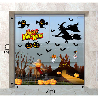 Decal trang trí halloween phù thuỷ và yêu tinh vui đùa