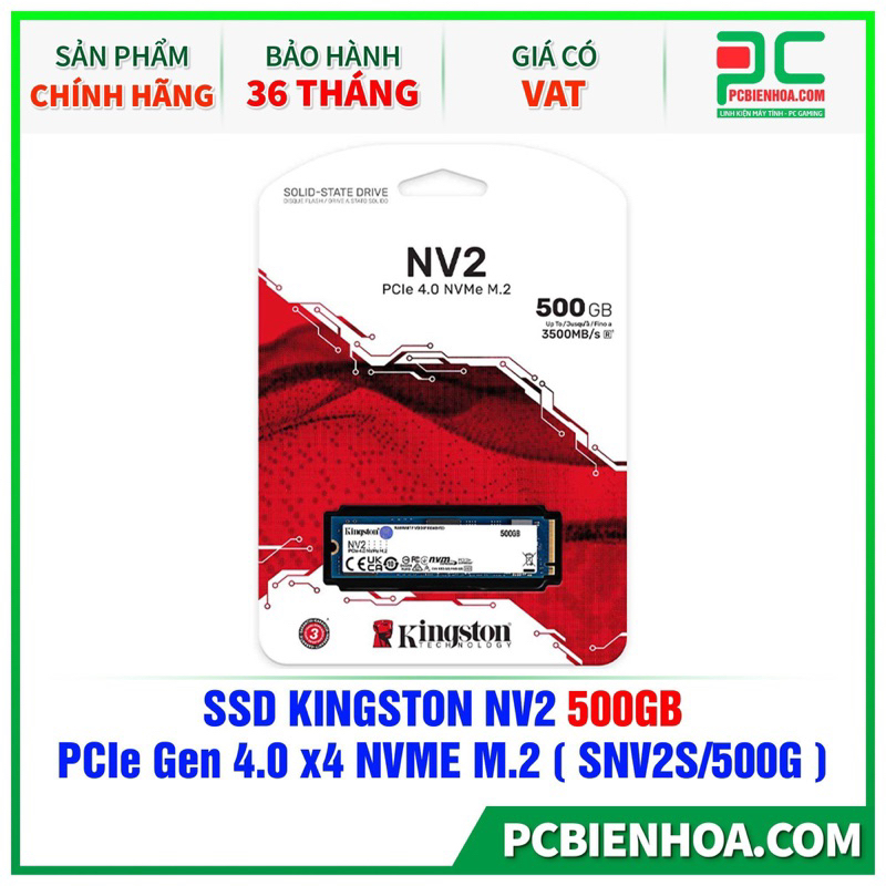 ổ cứng  SSD KINGSTON NV2 500GB - PCIE GEN 4.0 X 4 NVME M.2 ( SNV2S/500G )- hàng chính hãng 36T