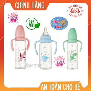 Bình sữa cổ hẹp cho bé, bình sữa aki nhựa pp 180ml - 240ml