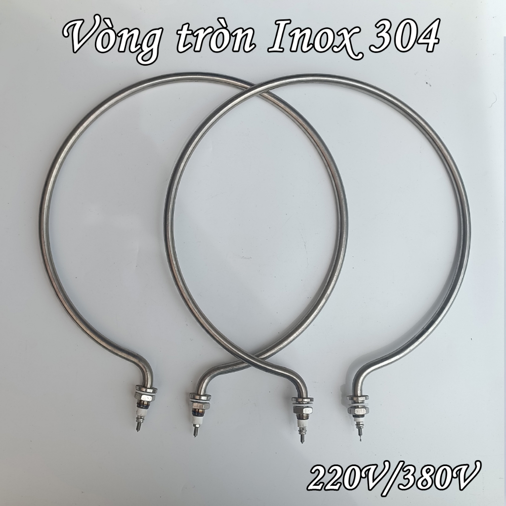Thanh nhiệt vòng tròn công suất 2kw, 3kw, 4kw, 5kw, 6kw. Điện áp 220v và 380V. chất liệu inox 304. Điện trở đun nước, tr