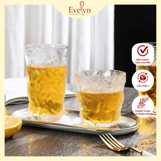 Cốc thủy tinh chịu nhiệt EVELYN C02 họa tiết vân băng, sóng nước sang trọng (280, 350 ml)