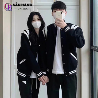 Áo khoác bomber unisex form rộng vải Nỉ hottrend varsity jacket bóng chày ulzzang streetstyle - CHP