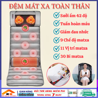 Nệm Massage Toàn Thân 9 Chế Độ 11 Điểm Mát Xa, Đệm Massage Toàn Thân Làm Nóng Hồng Ngoại Kết Hợp Gối 3D Cổ Vai Gáy, Ghế