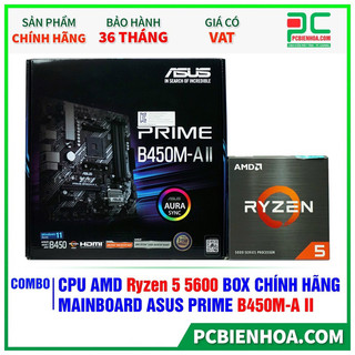 Combo amd ryzen 5 5600+ b450m 4 khe ram hàng chính hãng 36t