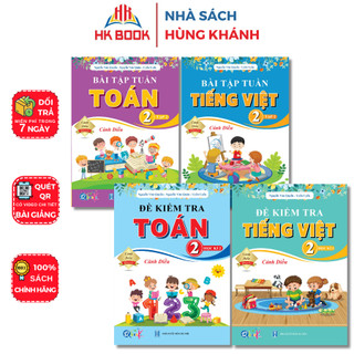 Sách - Combo 4 cuốn Bài tập Tuần và Đề Kiểm Tra Môn Toán, Tiếng Việt Lớp 2 - Tập 2 - Cánh diều - QC 241