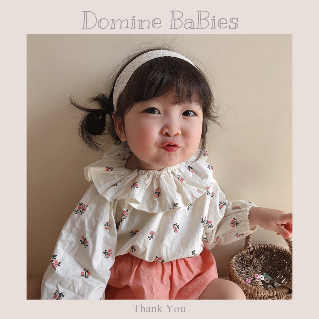 Bộ quần  áo sơ mi cổ bèo hoá nhí tặng quần bí tiểu thư dễ thương cho bé gái 5-13kg