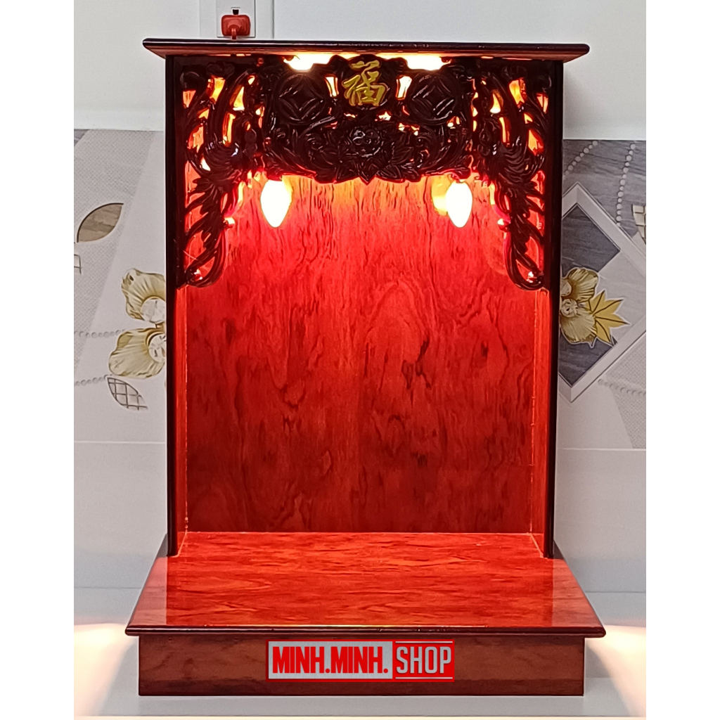 Bàn thờ Ông Địa Thần Tài 40cm có hộc kéo, ván dày