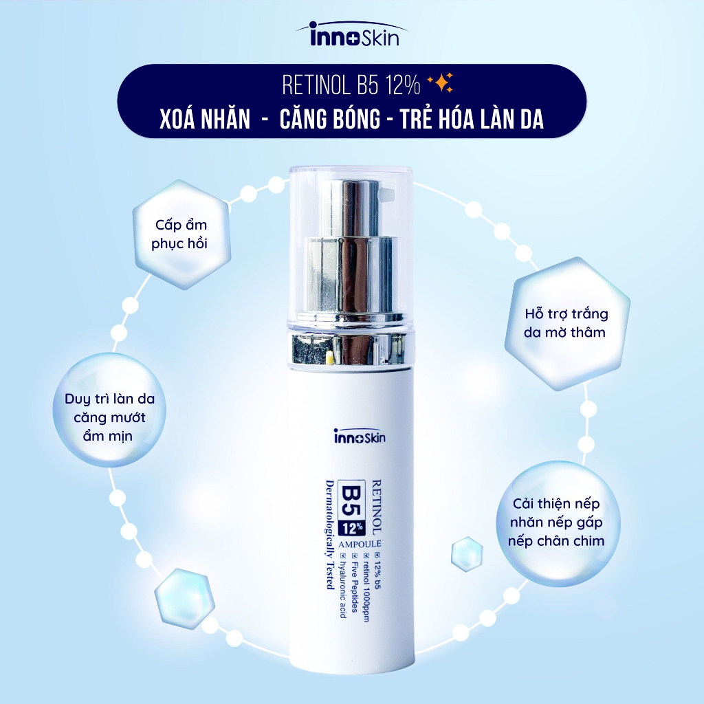 Combo 2 Sản Phẩm Làm Sạch & Xóa Nhăn- Căng Bóng- Tái Tạo Da Innoskin (SRM 150ml + SR 50ml)