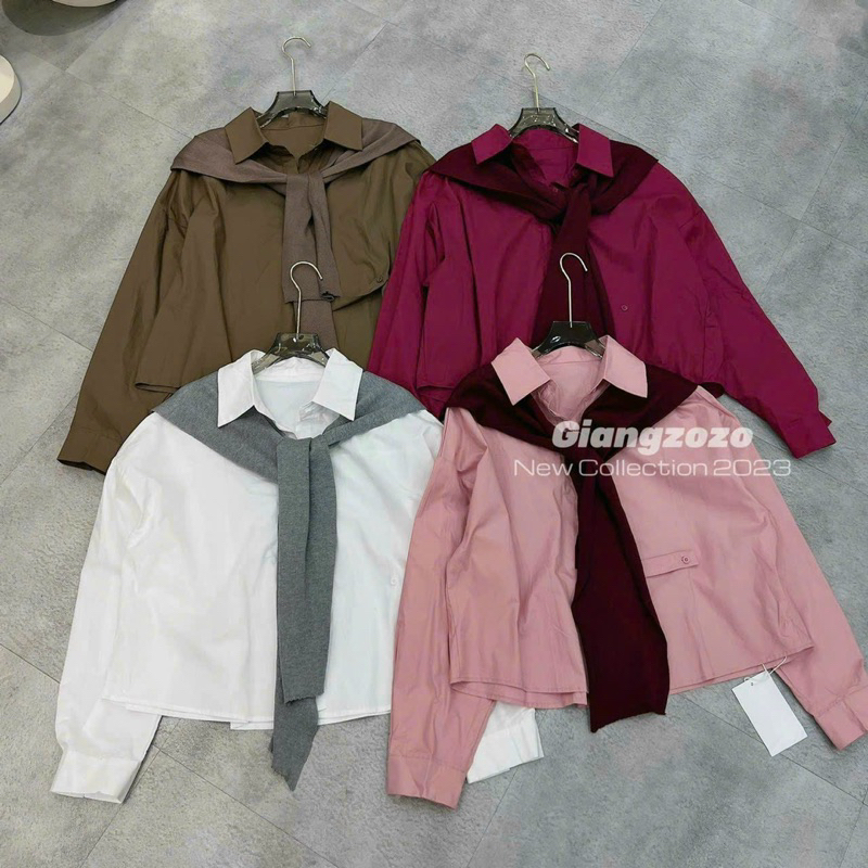 Áo sơ mi thô kèm khăn hàng QC