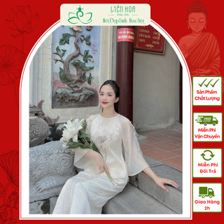 Đồ lam đi chùa liên hoa, set lam phật tử von thêu liên hoa