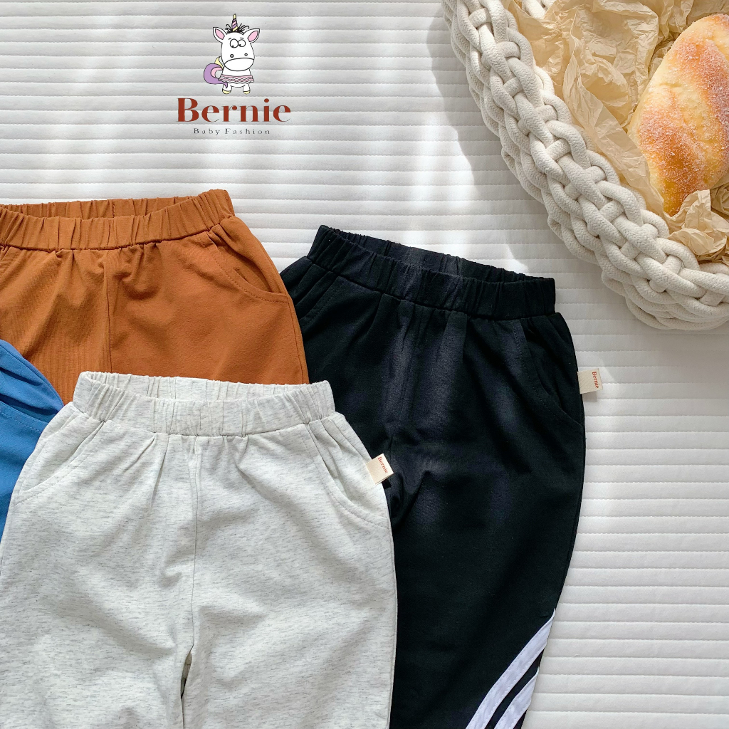 Quần dài thể thao cho bé trai, bé gái dáng basic năng động màu đen, be, xanh, nâu, ghi 9-23kg SHUSHI