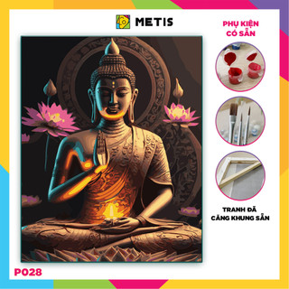Tranh tô màu số hóa Phật giáo Dễ Tô đầy đủ phụ kiện căng khung sẵn METIS P028
