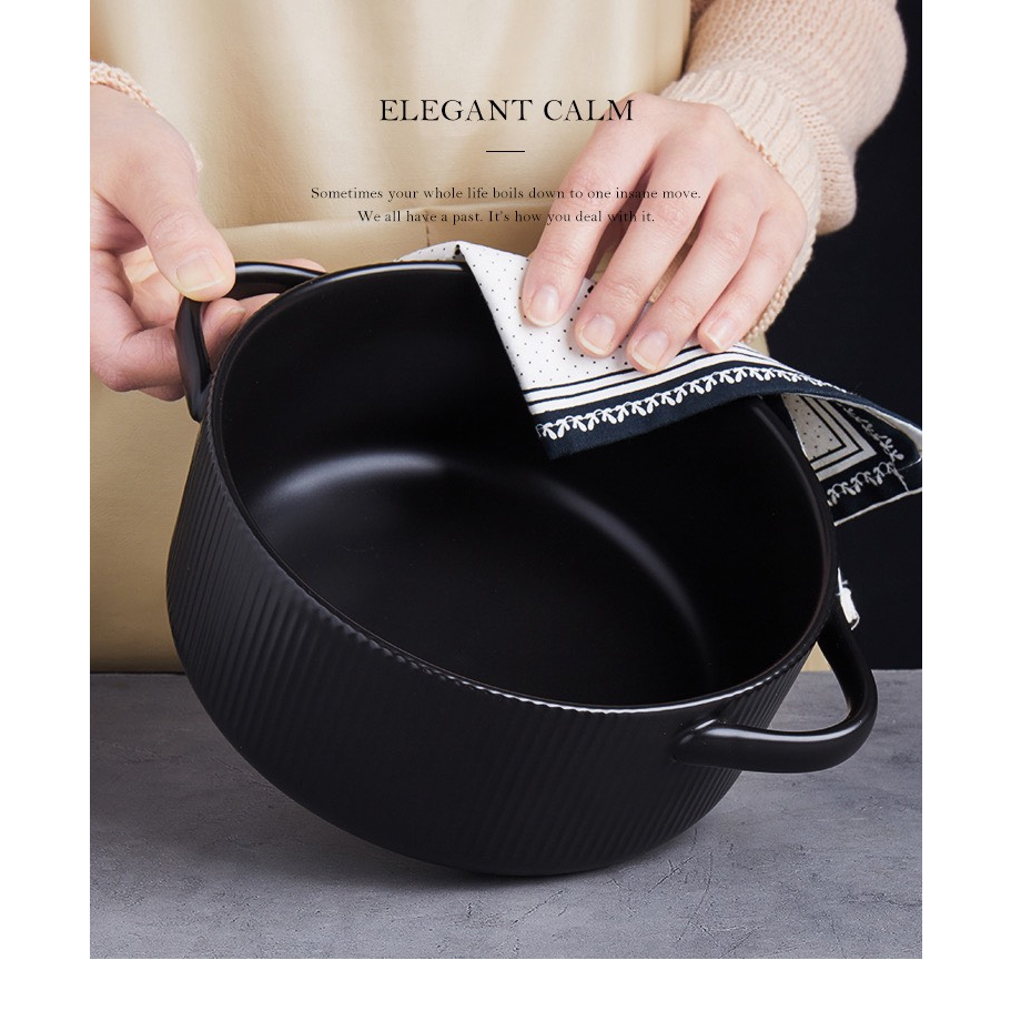 Bát đĩa sứ vân sọc trắng/ đen Cruise, dùng máy rửa bát - Sứ cao cấp phong cách Bắc Âu