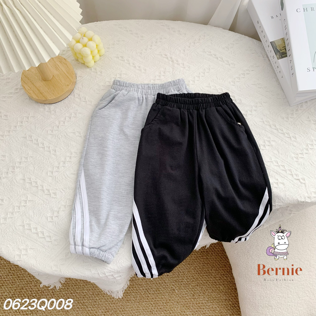 Quần dài thể thao cho bé trai, bé gái dáng basic năng động màu đen, be, xanh, nâu, ghi 9-23kg SHUSHI