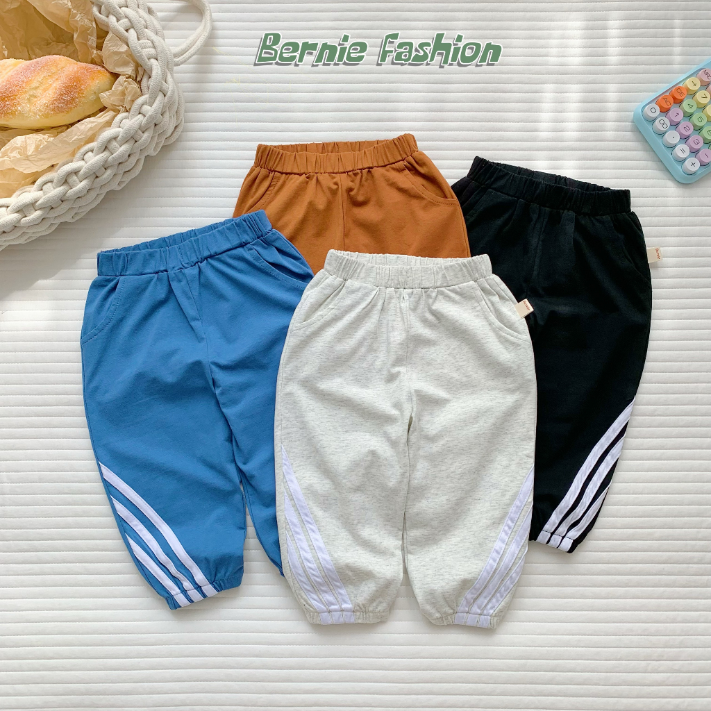 Quần dài thể thao cho bé trai, bé gái dáng basic năng động màu đen, be, xanh, nâu, ghi 9-23kg SHUSHI
