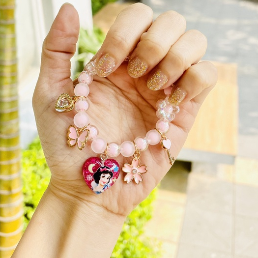 Vòng tay hình hoạt hình ELSA, Bạch Tuyết, Nàng Tiên Cá, Ngựa Pony cho bé gái, vòng tay hợp kim đính đá nhiều mẫu