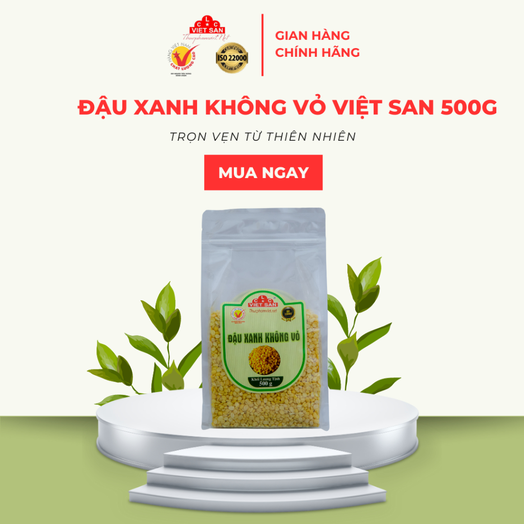 Đậu Xanh Không Vỏ Loại 1 Việt San 500gr