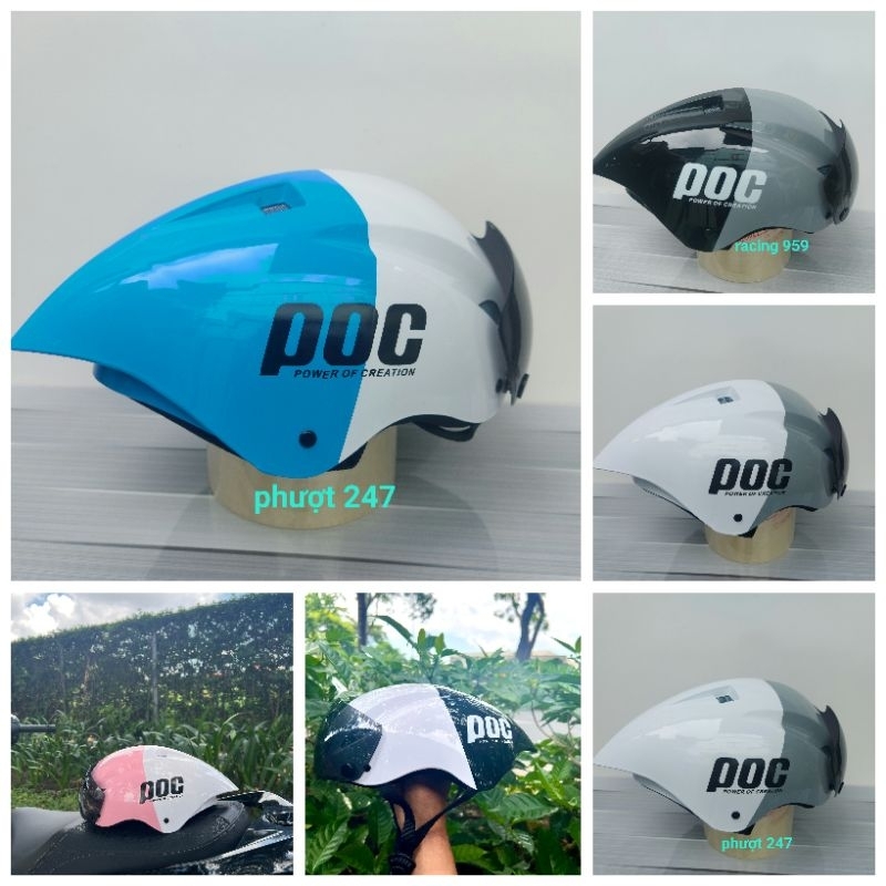 Mũ bảo hiểm P.O.C loang màu cao cấp  tặng kèm tai mèo,  ko có tăng chỉnh