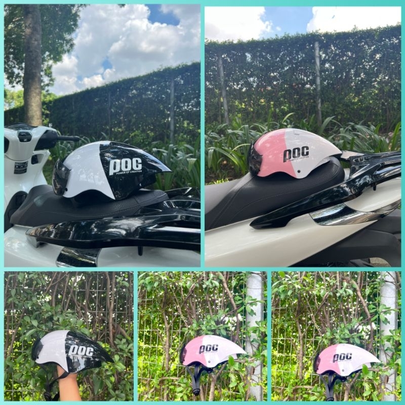 Mũ bảo hiểm P.O.C loang màu cao cấp  tặng kèm tai mèo,  ko có tăng chỉnh