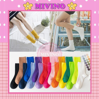 Tất nhún Mivino vớ nữ nhún cổ cao vintage phong cách Hàn Quốc nhiều màu TN11