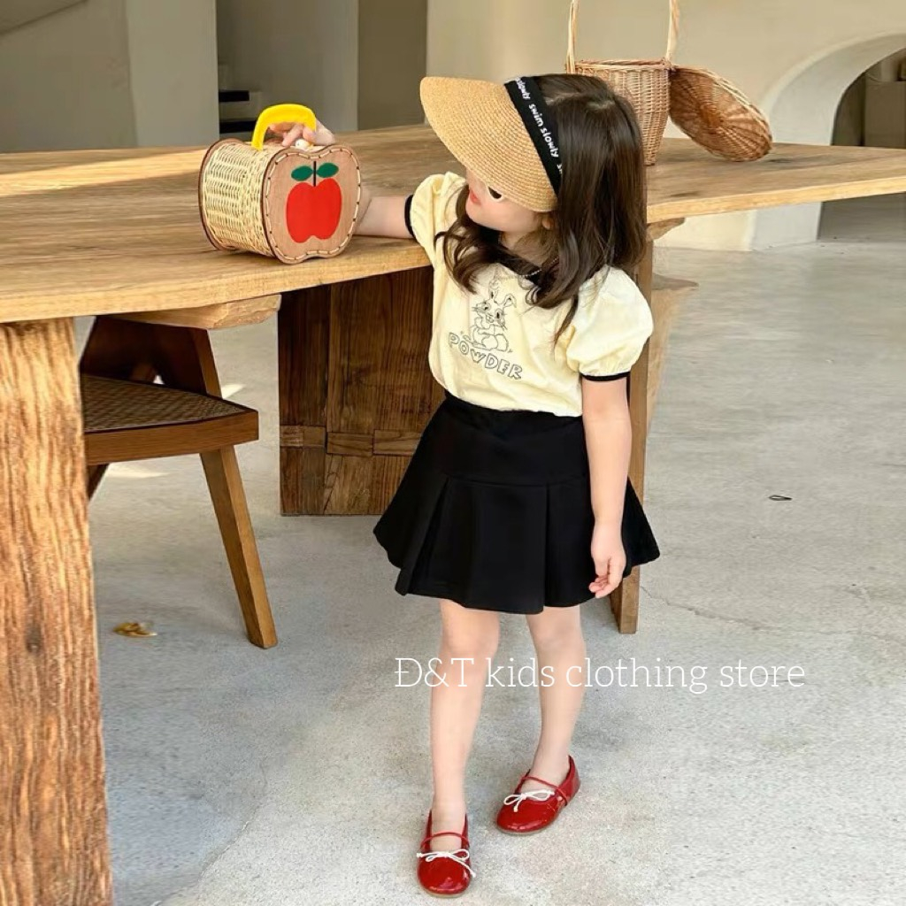 Bộ quần áo bé gái- Bộ đồ chân váy bé gái cổ vuông cho bé từ 8-25kg