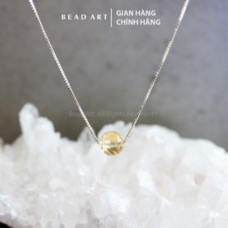 Dây Chuyền Đá Phong Thuỷ Bạc 925, 1 Hạt Đá Size Nhỏ, Nữ, T. Anh Màu Vàng, Thổ, Kim - Bead Art