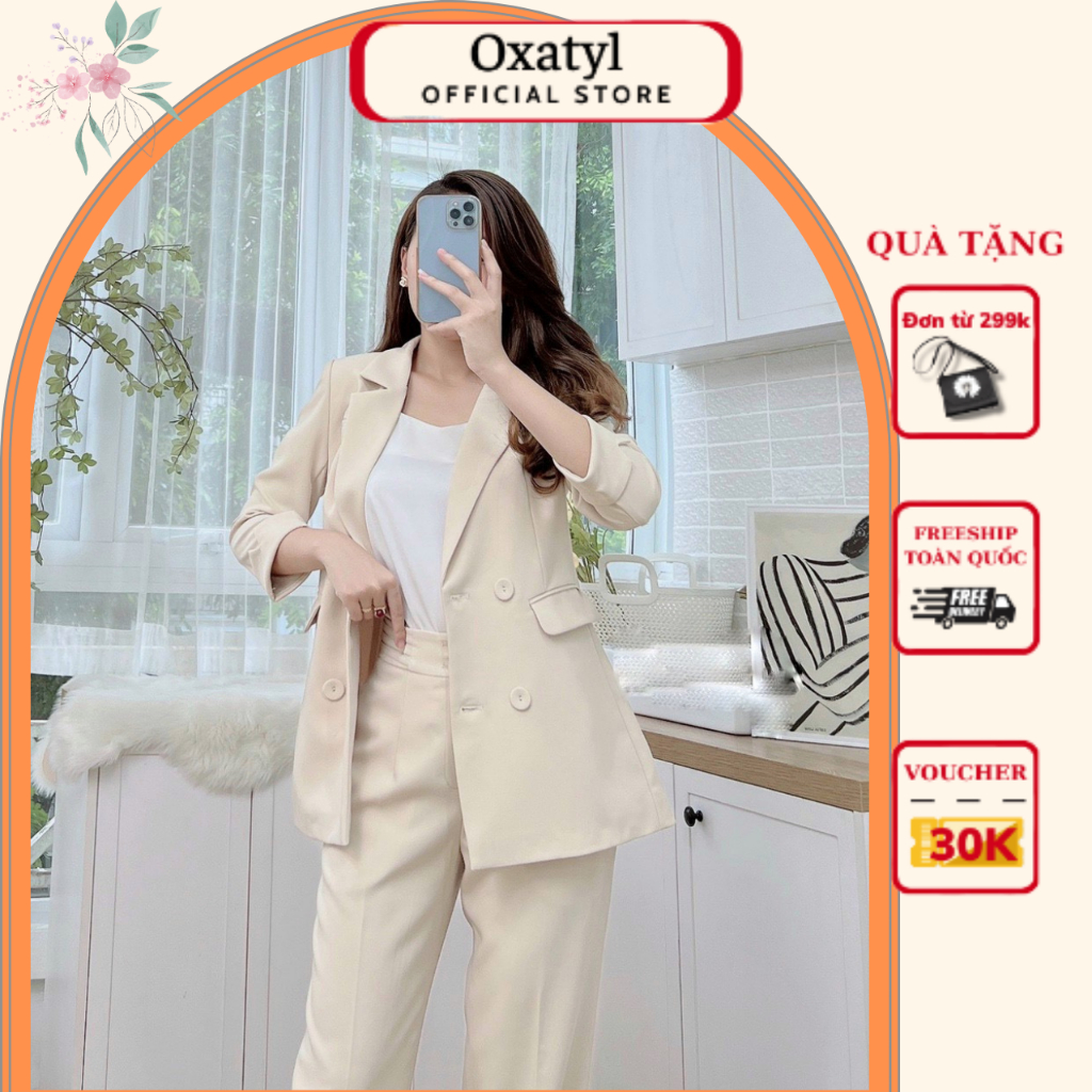 [Mã SGTTC40K giảm đến 40K đơn 50K] Áo Vest Blazer dáng dài 2 lớp oxatyl M453 phong cách thời trang công sở 2023