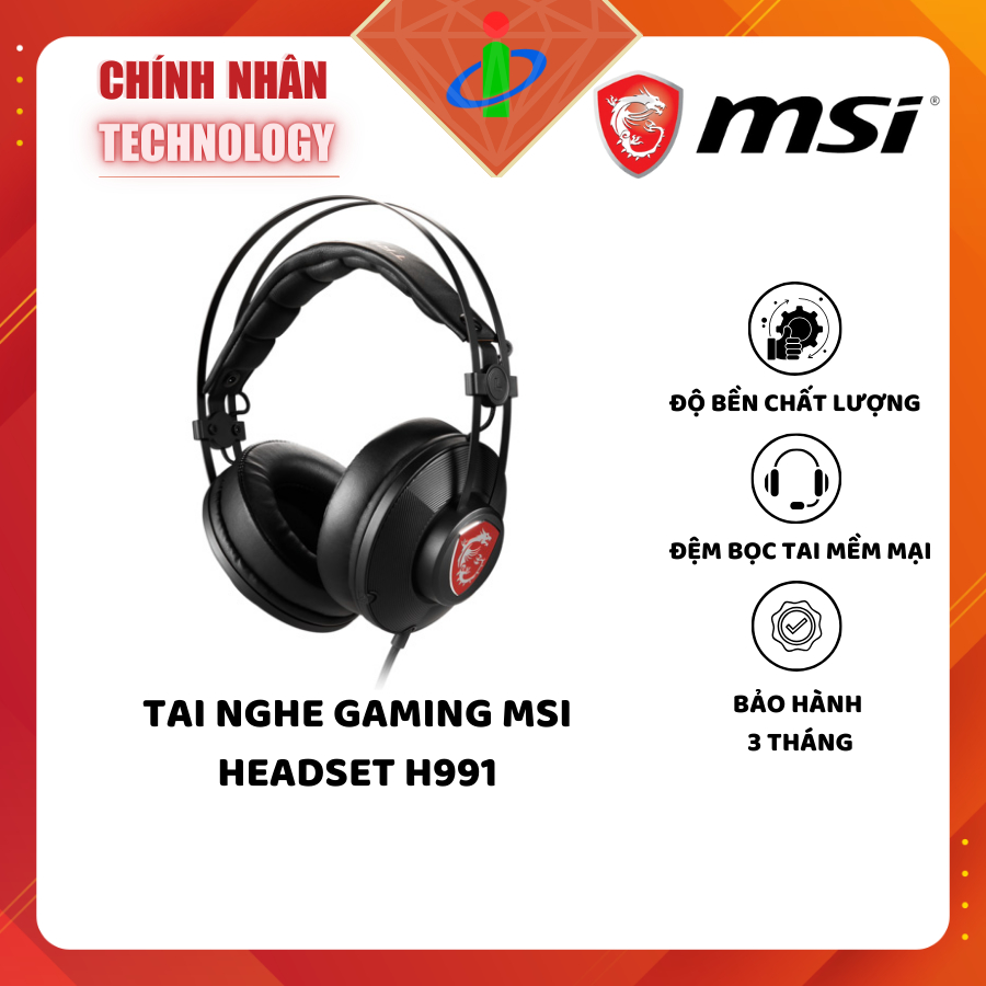 Tai nghe MSI H991 âm thanh chuẩn, dày, nghe nhạc sống động, chuẩn gaming / Bảo hành 3 tháng / Chinh Nhan Technology