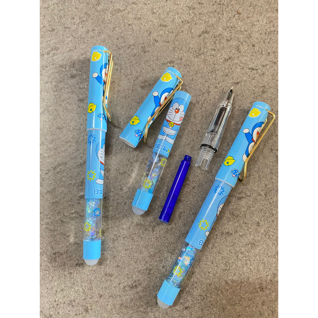 Bút máy Doraemon cắm ống mực tẩy được