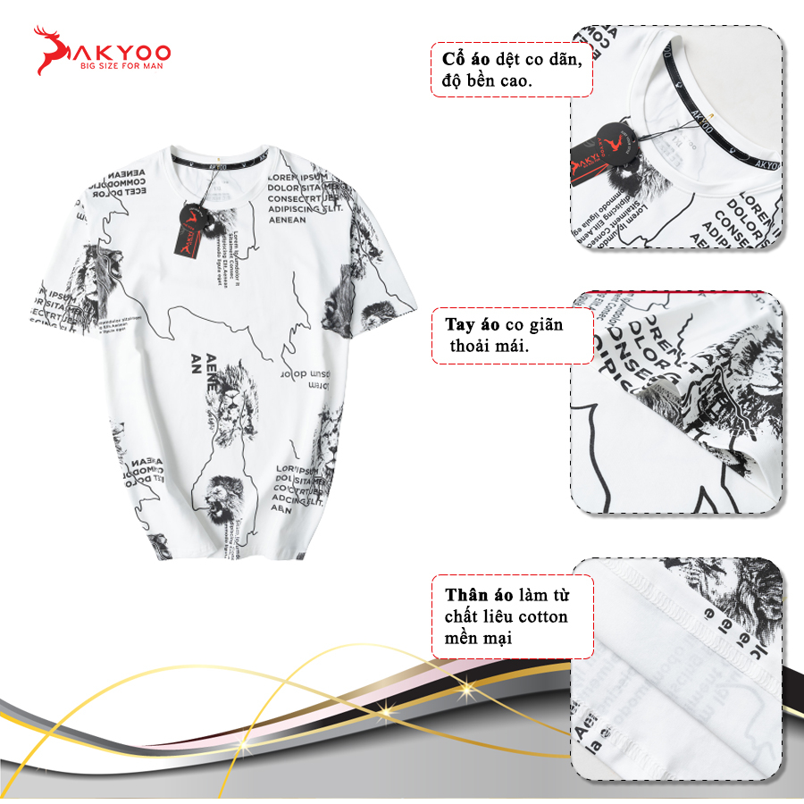 Áo Thun Bigsize Nam 80-140kg,Cao Cấp, Chất Liệu Cotton Co Giãn, Thoáng Mát, Akyoo Bigsize Nam- AT TRANG C9