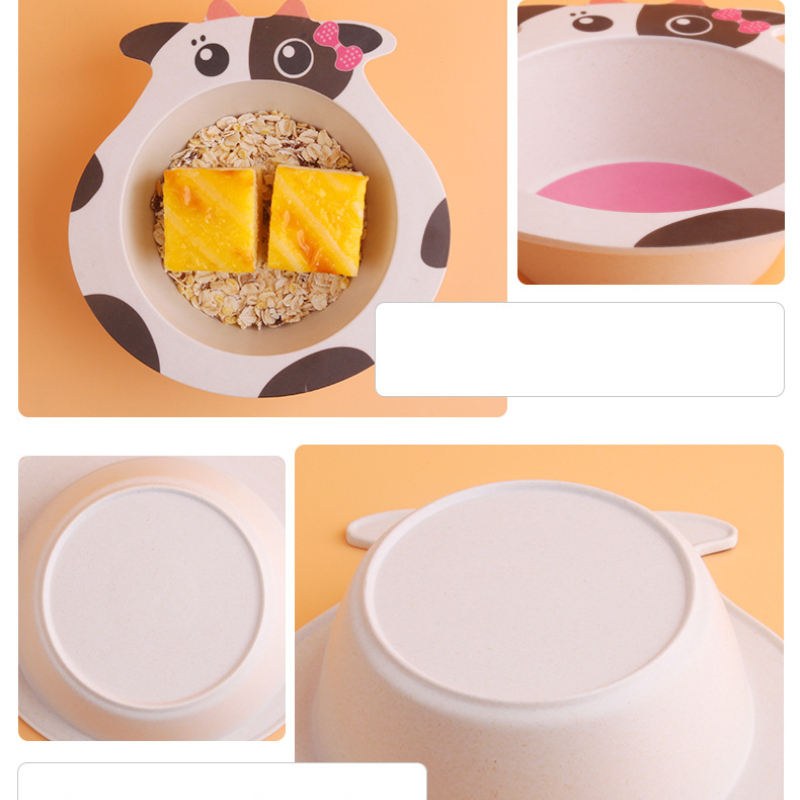 Bát Ăn Dặm Sợi Tre, Cao Cấp, Họa Tiết Hình Thú Ngộ Nghĩnh, Đáng Yêu, An Toàn Cho Bé-Khoaibies