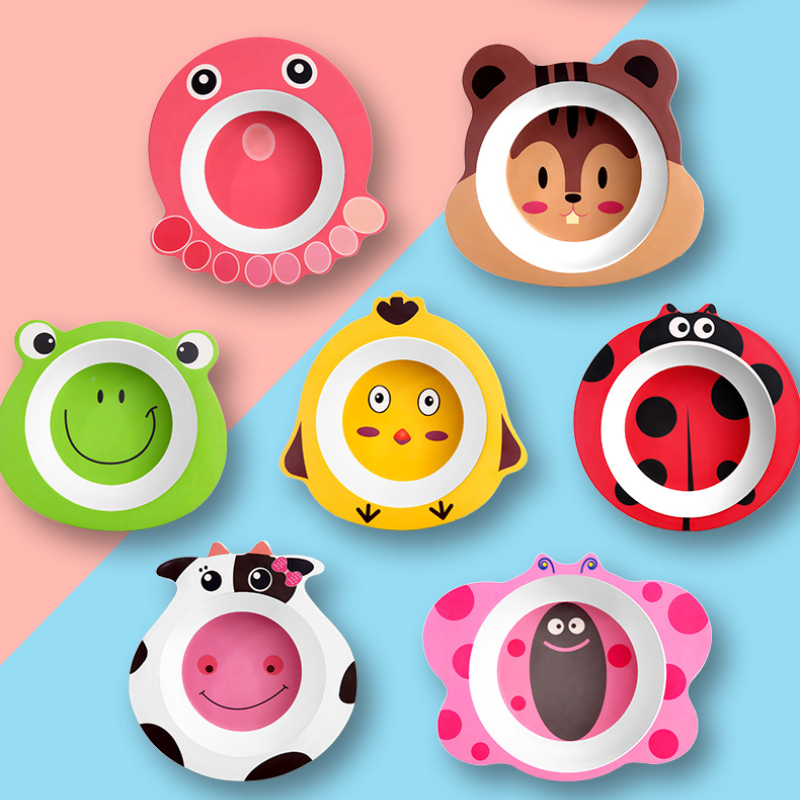 Bát Ăn Dặm Sợi Tre, Cao Cấp, Họa Tiết Hình Thú Ngộ Nghĩnh, Đáng Yêu, An Toàn Cho Bé-Khoaibies