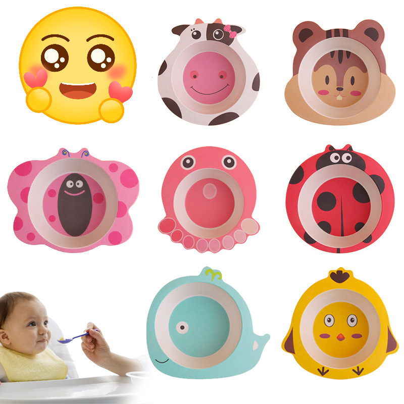 Bát Ăn Dặm Sợi Tre, Cao Cấp, Họa Tiết Hình Thú Ngộ Nghĩnh, Đáng Yêu, An Toàn Cho Bé-Khoaibies