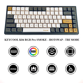 Keycool kc84 pro rgb hotswap three-mode bluetooth 5.0/ 2.4g/ type-c