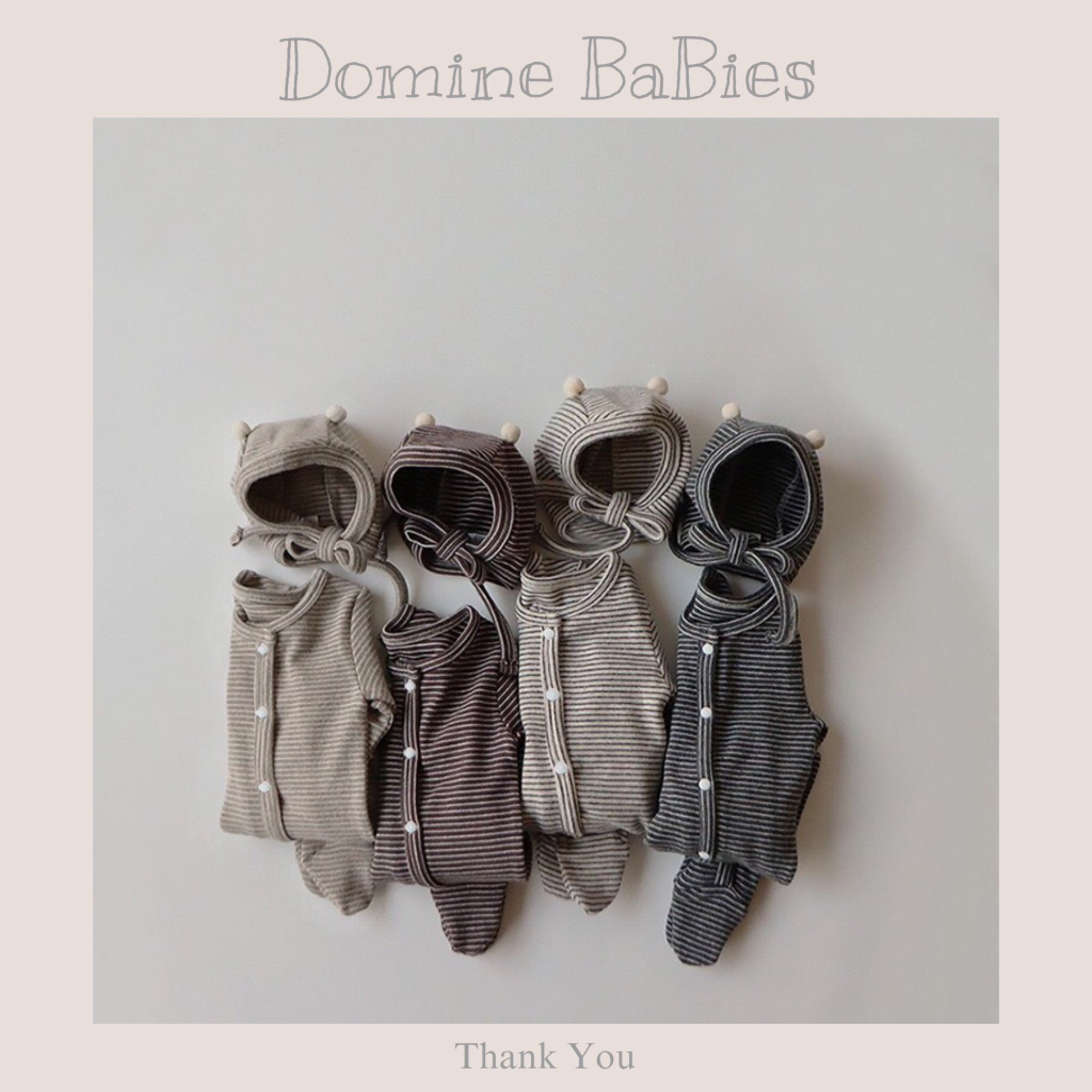 Mũ cục bông kẻ sọc phiên bản hàn quóc cho em bé trai bé gái sơ sinh