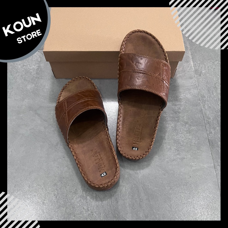 Dép Nam Quai Ngang, Dép Da Bò Thật, Đế Khâu Chắc Chắn