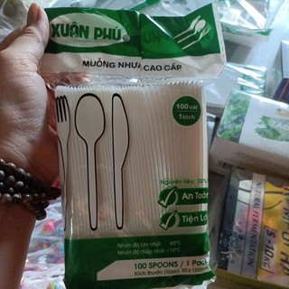 set  100 muỗng nhựa trắng loại đẹp
