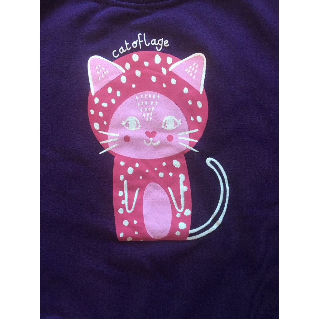 Áo thu đông bé gái Bamina màu tím, chất vải da cá dầy dặn