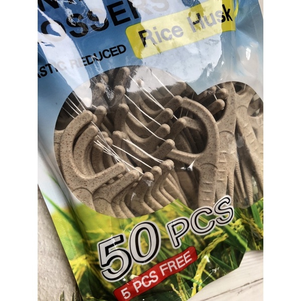 Tăm chỉ nha khoa Nakori 50 Rice Husk ( tặng thêm 5 cây ) chất liệu vỏ trấu thân thiện môi trường
