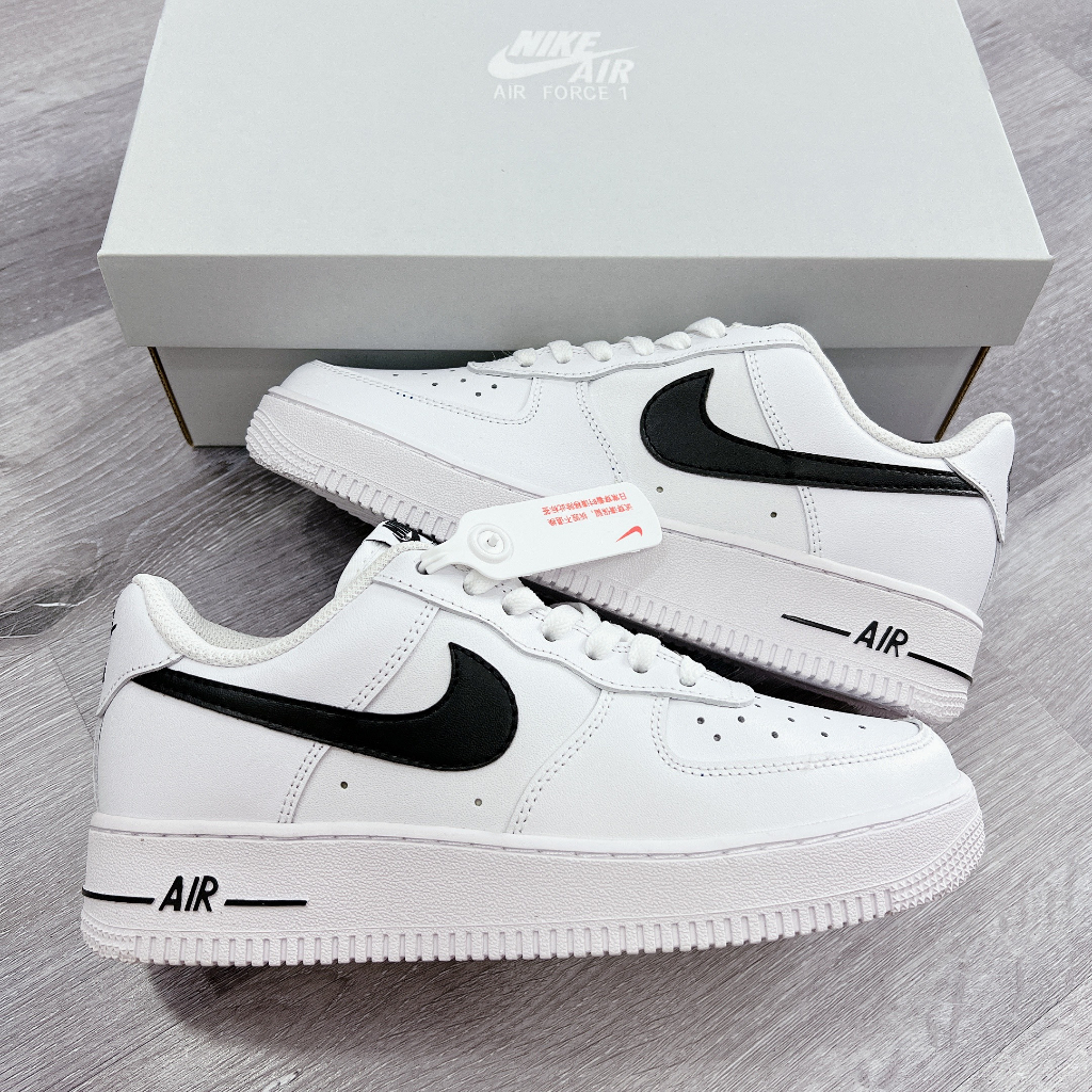Giày_Nike Air Force 1 vệt đen, giày Af1 White Black bản chuẩn đế Air nam nữ full phụ kiện
