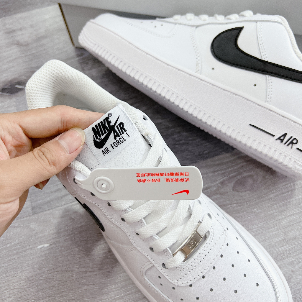 Giày_Nike Air Force 1 vệt đen, giày Af1 White Black bản chuẩn đế Air nam nữ full phụ kiện