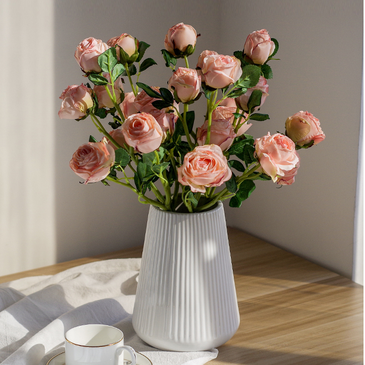 Lọ hoa decor bằng gốm Qhouse , bình hoa trang trí tráng men cao cấp để bàn làm việc phòng khách phòng ngủ