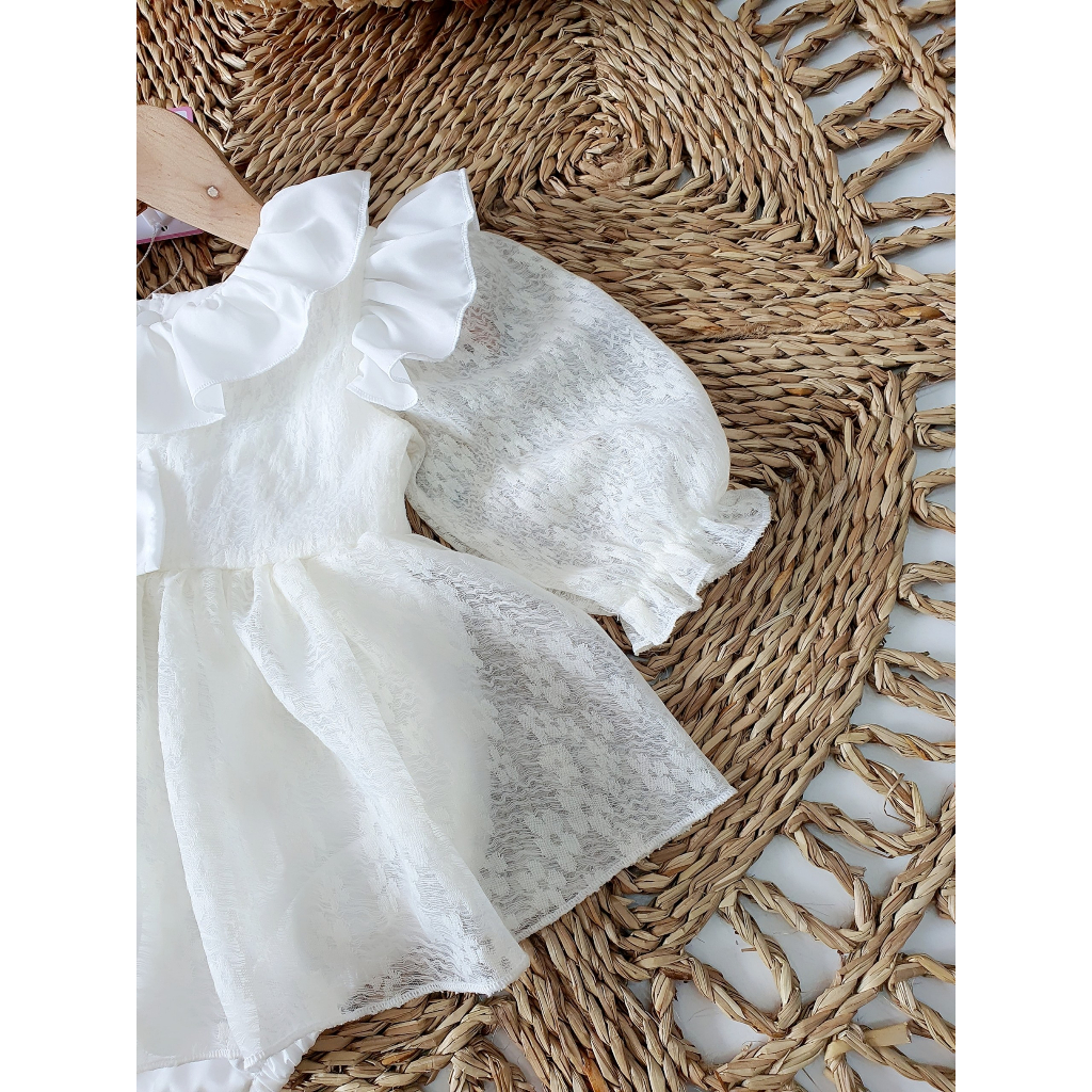 Váy Body Ren Trắng Cho Bé Gái  Từ 0-13kg, Dịp Dự Tiệc, Đầy Tháng,Thôi Nôi - Hàng Thiết Kế
