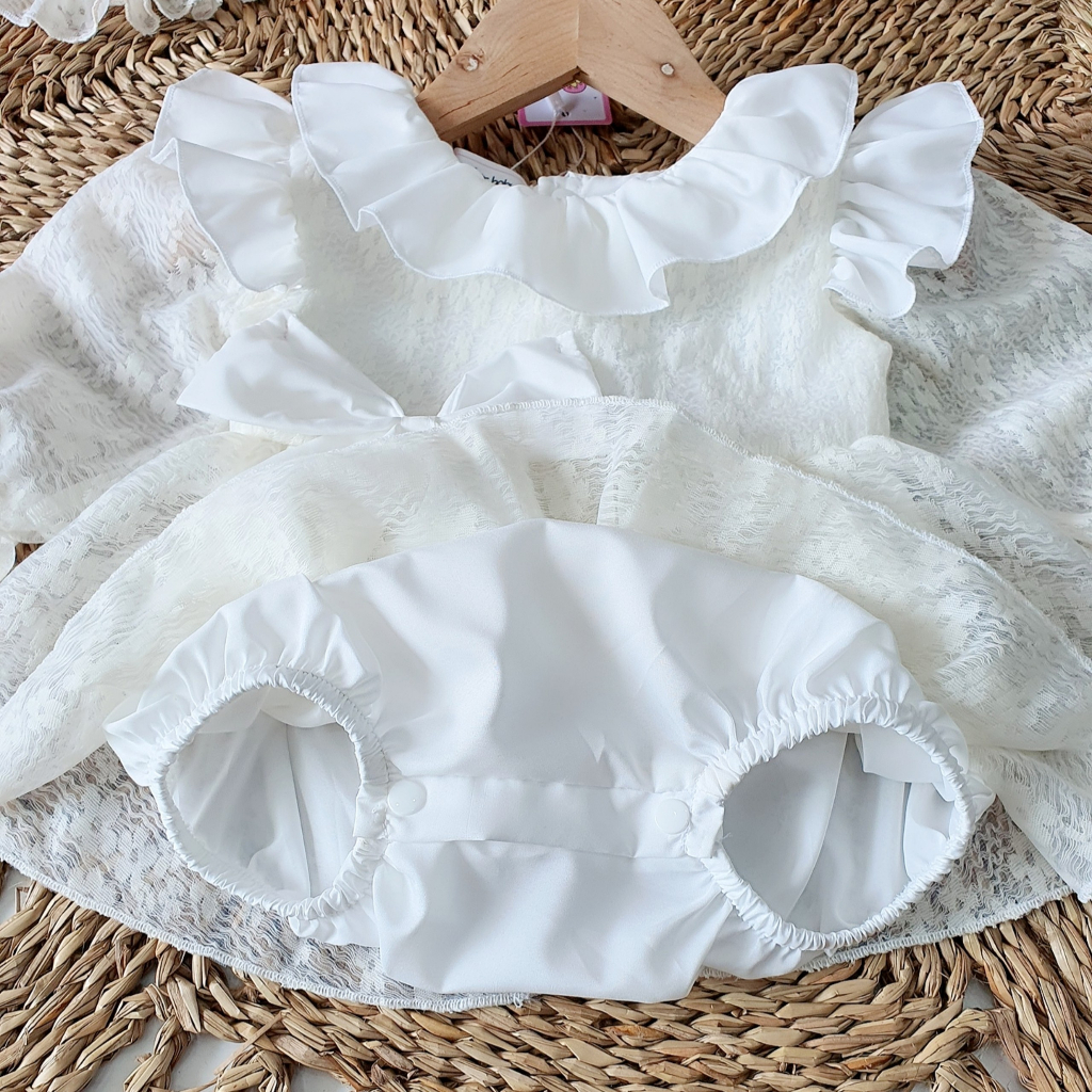 Váy Body Ren Trắng Cho Bé Gái  Từ 0-13kg, Dịp Dự Tiệc, Đầy Tháng,Thôi Nôi - Hàng Thiết Kế