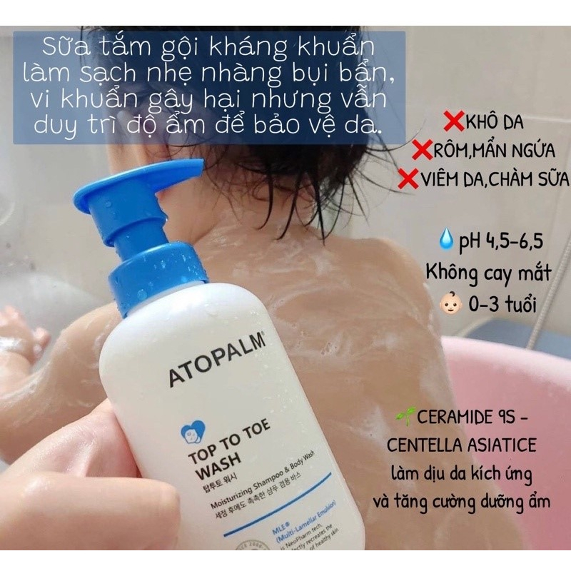 Sữa rửa mặt Atopalm 150ml cho bé từ 1 tuổi, Phấn hăm dưỡng da Atopalm 23g cho bé từ 1 tháng